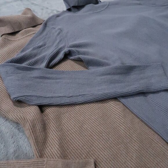 H&M Sweater Women XL Gray Knit Turtleneck Pullover Stretch Minimalist Classy Lot - Picture 3 of 15